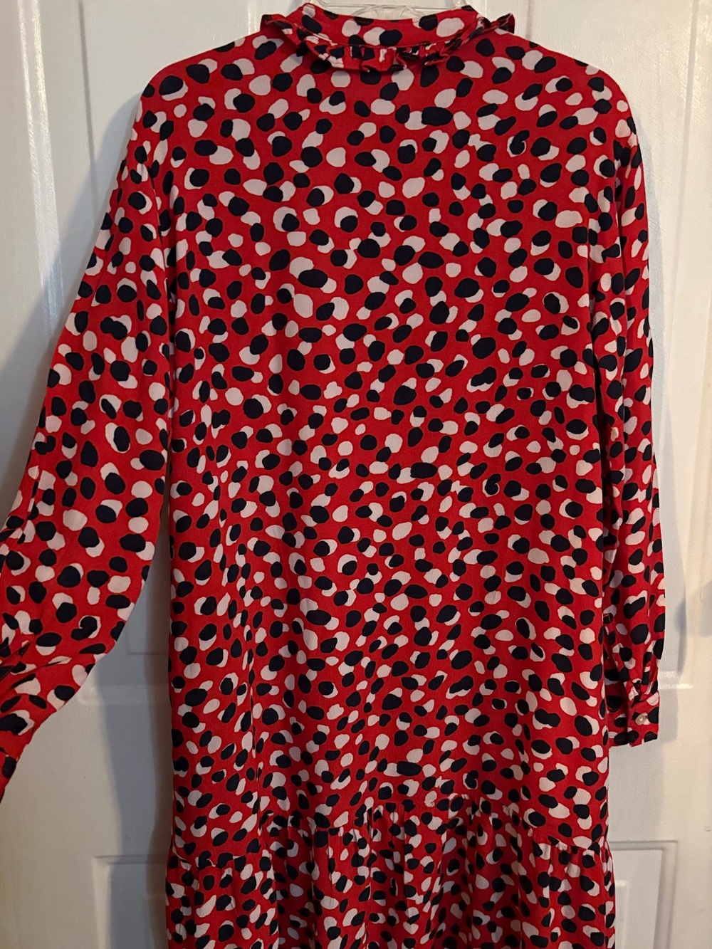 Free Assembly Red Abstract Spot Ruffle-Hem Tunic XS - Picture 6 of 14